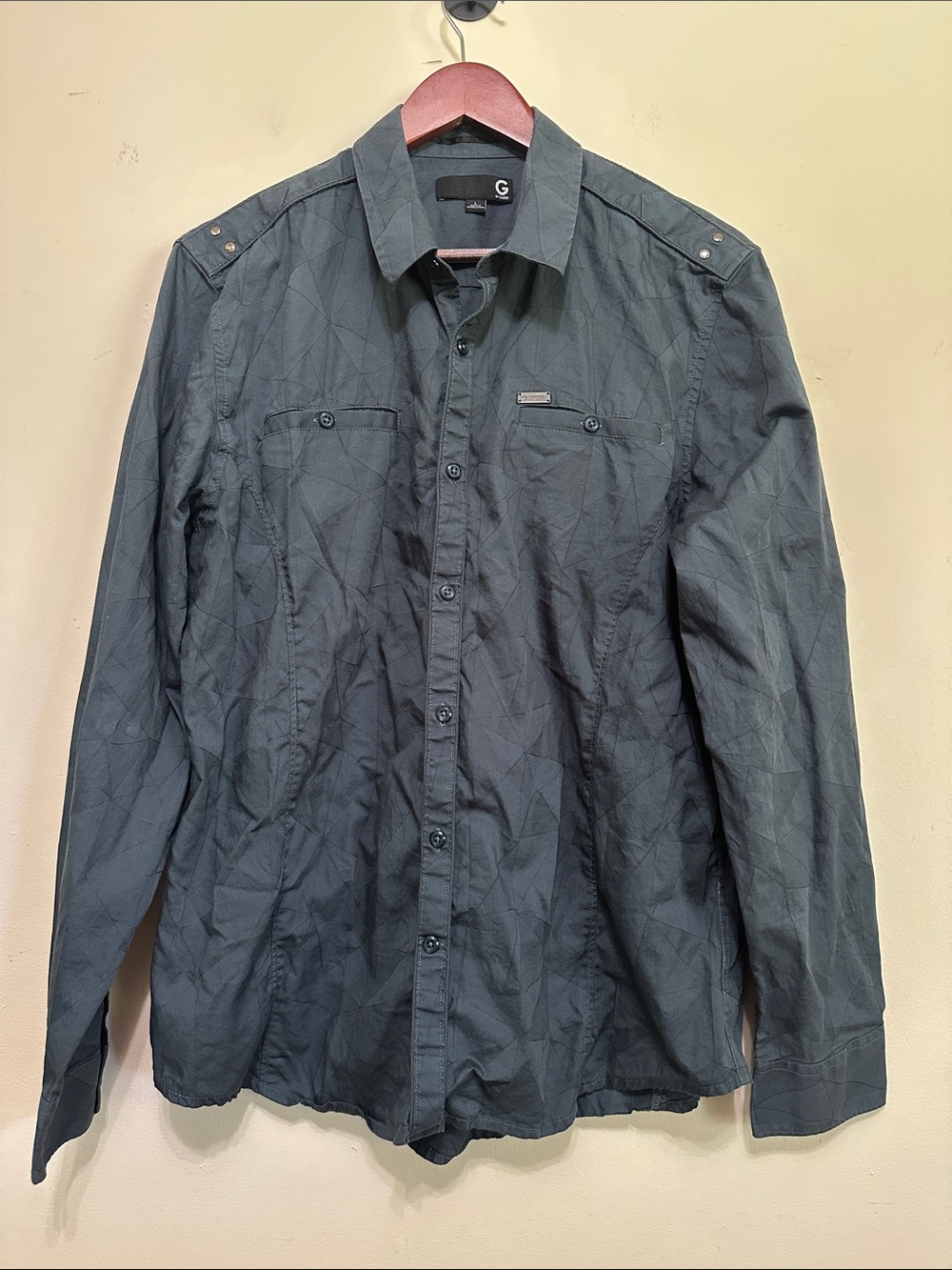 G by Guess Men's Charcoal Button-Up Shirt Jacket